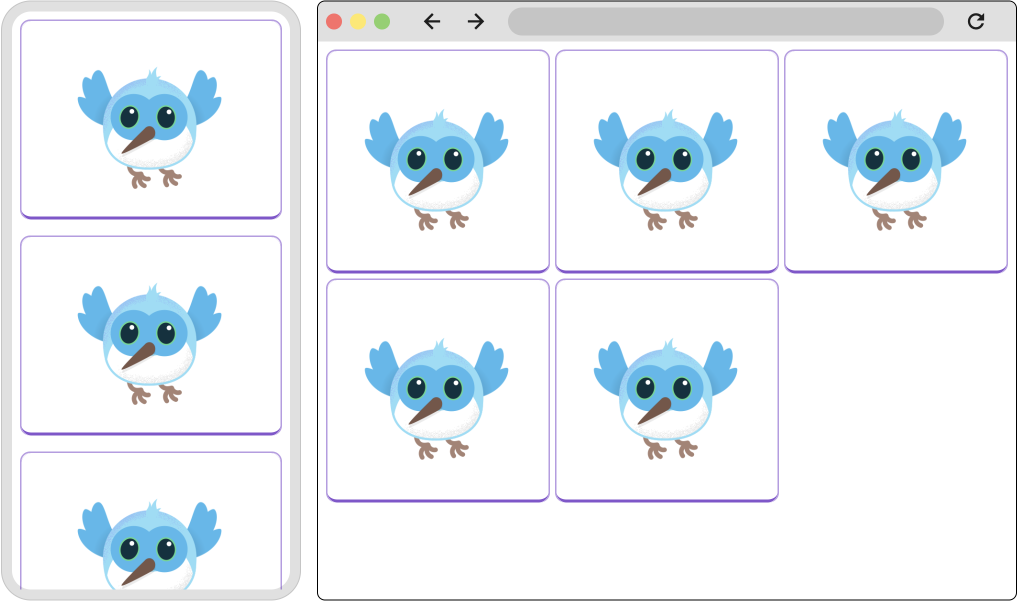 两个屏幕截图,其中一个显示窄布局,另一个显示宽布局。