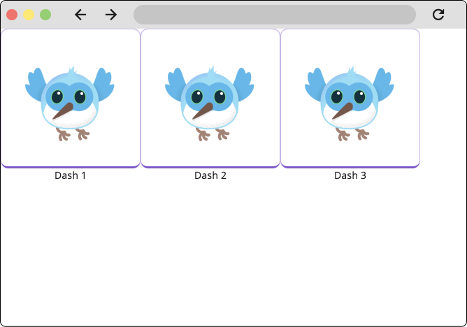 三个小部件的屏幕截图,每个小部件下面都有一个标签。