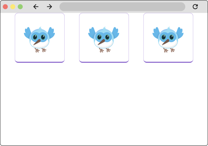 三个小部件的屏幕截图,彼此之间均匀分布。