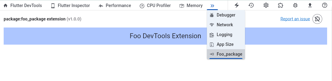 package:foo_package 的 DevTools 扩展示例 DevTools 扩展示例