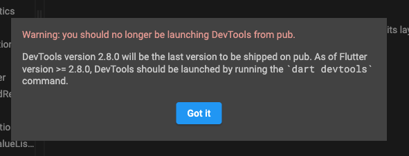 dart devtools 警告对话框 dart devtools 警告对话框